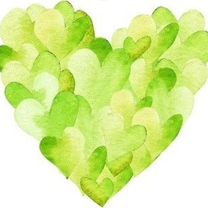 Watercolor green hearts