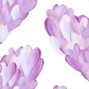 Watercolor violet hearts