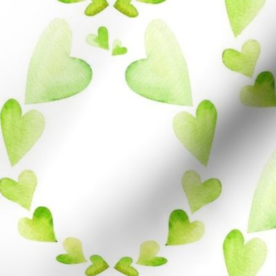 Watercolor green hearts - emblem