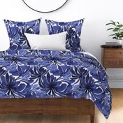 Abstract Watercolor Flower Pattern Fresh Navy Summer Blue