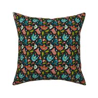 Floral Stitchery - Folklore Cross Stitch Floral Midnight Blue Small Scale