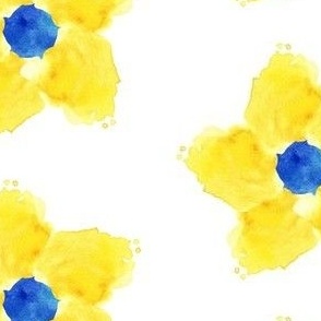 Watercolor Flower in Yellow and Blue Colors