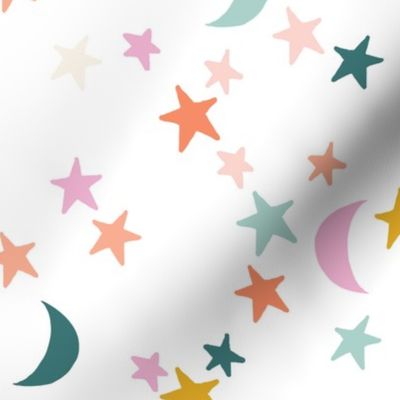 stars and moons: soft, peach, disco, goldie, coral, fiery, opal, starboard