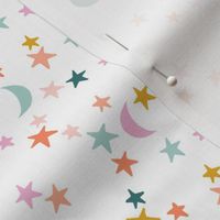 small stars and moons: soft, peach, disco, goldie, coral, fiery, opal, starboard