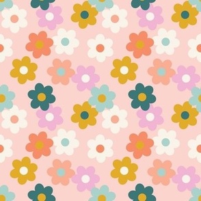 small daisy daisy: soft, disco, goldie, coral, fiery, opal, and starboard on peach