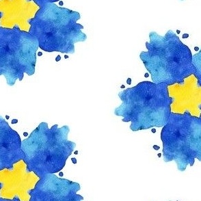 Watercolor Flower in Blue and Yellow Colors