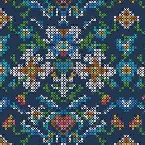 Cross Stitch White Flowers 