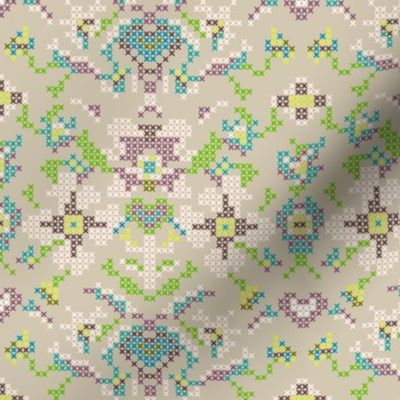 Gentle cross stitch white flowers