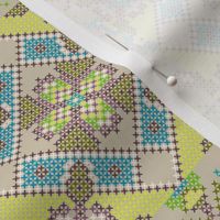 Cross stitch tile flowers