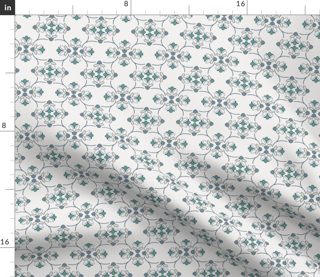 [Small] Vintage Echinacea Inverted Lines - Soft Green
