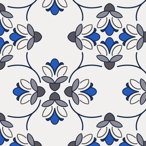 [Medium] Vintage Echinacea Inverted Lines - Blue Gray
