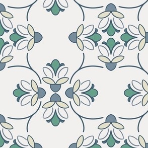 [Medium] Vintage Echinacea Inverted Lines - Soft Green