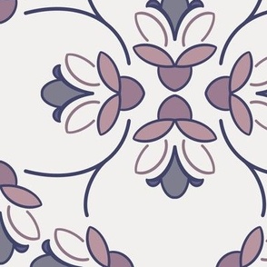 [Large] Vintage Echinacea Inverted Lines - Soft Pink