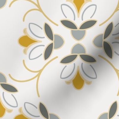 [Large] Vintage Echinacea Inverted Lines - Yellow