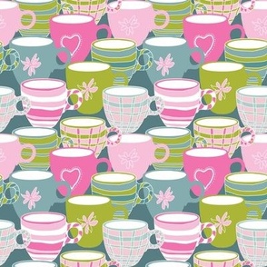coffee cup collection - 4" fabric repeat