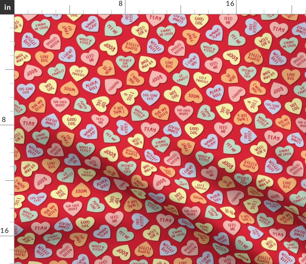 Canine Candy Hearts - Red, Medium Scale