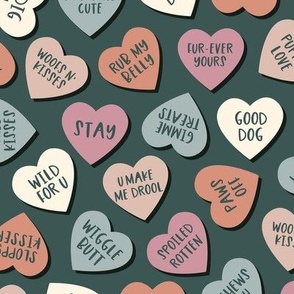 Canine Candy Hearts - Sea/Mauve, Large Scale