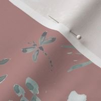 Watercolor Abstract Floral on Mauve Pink, Salmon, Sophisticated Wallpaper, watercolor fabric
