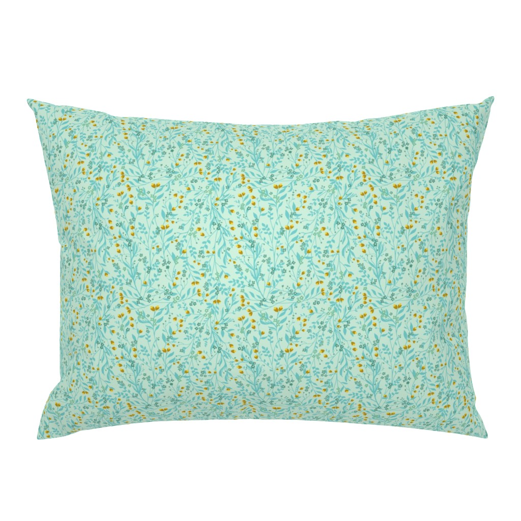 Tangled 001C Floral Vines in Robins Egg Blue & Yellow  // small 