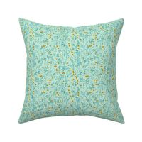 Tangled 001C Floral Vines in Robins Egg Blue & Yellow  // small 