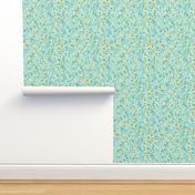 Tangled 001C Floral Vines in Robins Egg Blue & Yellow  // small 