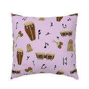  Latin Jazz Percussion Drums and Music Notes - Pink - Large
