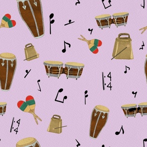  Latin Jazz Percussion Drums and Music Notes - Pink - Large