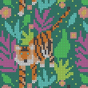Cross Stitch Jungle Tiger Pattern