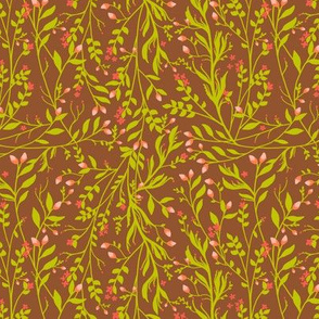 Regency Floral Vine Sage Gold & Chestnut