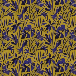 Spring flowers in mustard and violet 