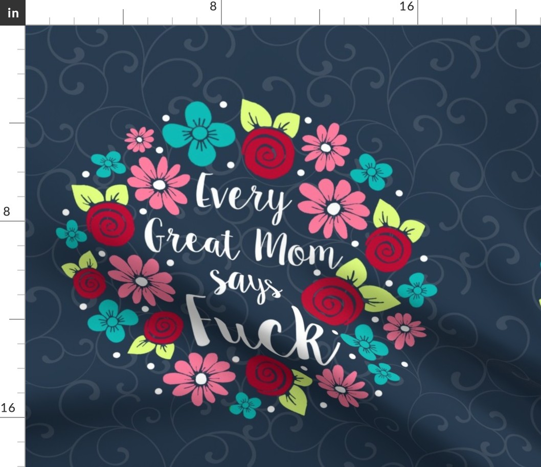 18x18 Panel Every Great Mom Says Fuck Sarcastic Sweary Adult Humor for DIY Throw Pillow or Cushion Cover