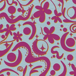 Whimsical floral magenta large