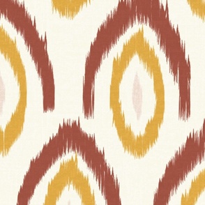 large boho casual ikat - western terracotta and yellow - boho textured ikat style wallpaper and fabric
