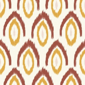 boho casual ikat - western terracotta and yellow - boho textured ikat style wallpaper and fabric