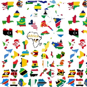 Maps and flags of African countries - White background