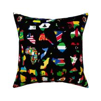 African Countries map on flag Black background
