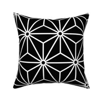 01 Geometric Stars- Japanese Hemp Leaves- Asanoha- White on Black Background- Petal Solids Coordinate- Large