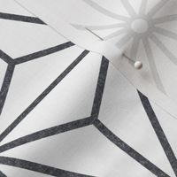 02 Geometric Stars- Japanese Hemp Leaves- Asanoha- Graphite on White Background- Petal Solids Coordinate- Medium