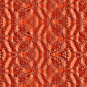 Flowing Textured Leaves and Circles Dramatic Elegant Classy Large Neutral Interior Monochromatic Orange Blender Bright Colors Bold Coral Red Orange FF4000 Bold Modern Abstract Geometric