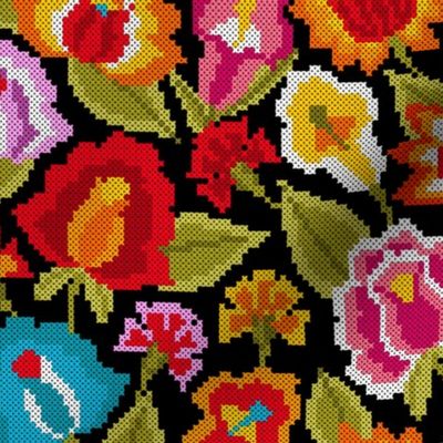 Oaxacan Flowers_Cross Stitch