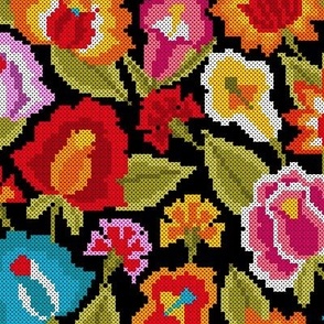 Oaxacan Flowers_Cross Stitch