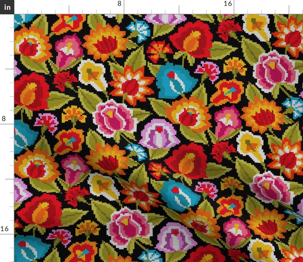 Oaxacan Flowers_Cross Stitch