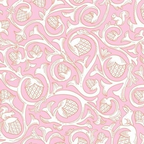 Whimsical Vintage Toile Vines and Flowers - pink