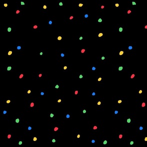 Multi-coloured dots - black