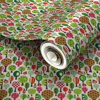 Retro fruit and apple trees pattern