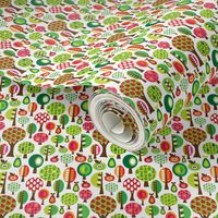 Retro fruit and apple trees pattern