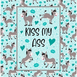 14x18 Panel Kiss My Ass Grey Donkeys Sarcastic Sweary Adult Humor Hearts and Kisses for DIY Garden Flag Hand Towel or Wall Hanging