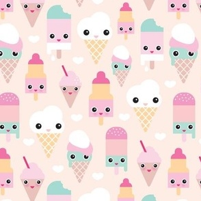 Colorful sweet summer ice cream popsicle sugar pastel kawaii illustration