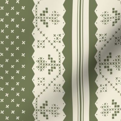 cross stitch stripe in sage