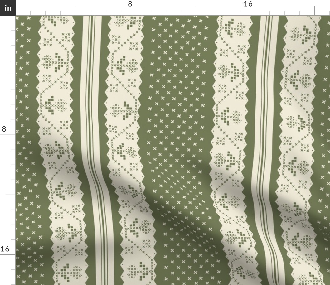 cross stitch stripe in sage